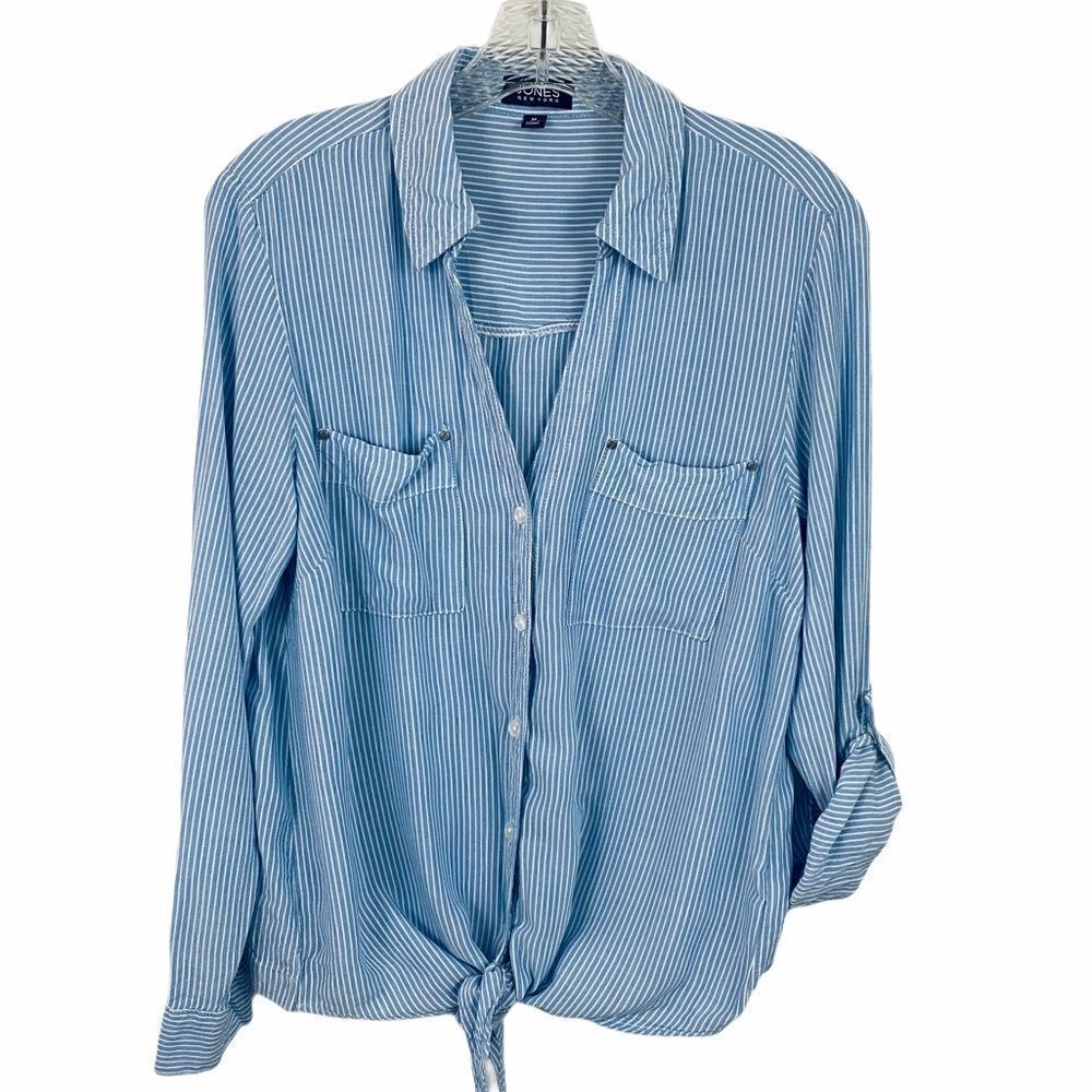 Jones New York striped tie bottom blouse medium